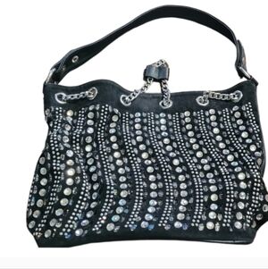 Chic Black Studded Shoulder Bag
